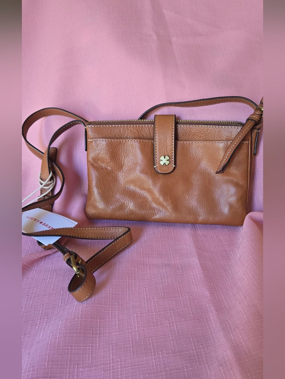 NWT Lucky Brand In Whiskey Coloured Leather Crossbody Bag